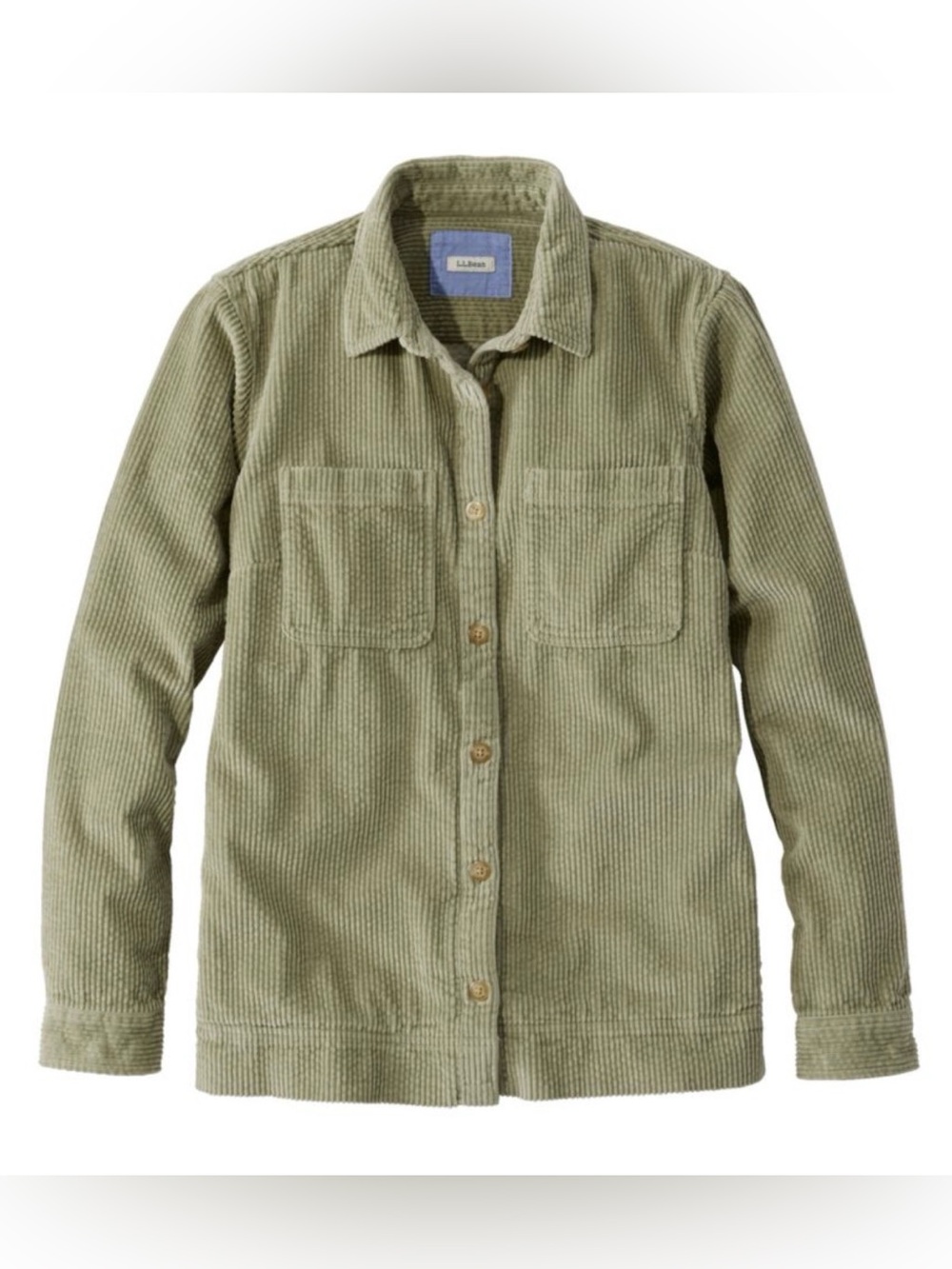 L.L Bean Corduroy Relaxed Fit Button Down Shirt Size XL Shacket Sea Grass Green